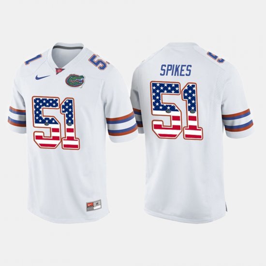 #51 Brandon Spikes US Flag Fashion University of Florida Men White Jersey 877353-190