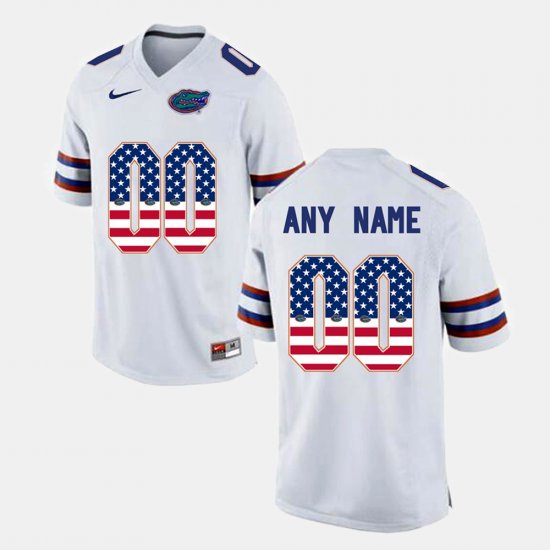 #00 Custom US Flag Fashion Florida Gators Men\'s White Jersey 947404-747