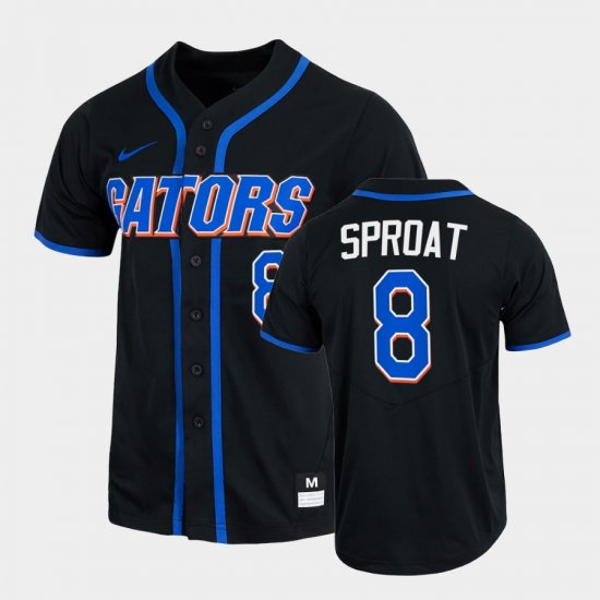 #8 Brandon Sproat College Baseball UF 2022 Full-Button Mens Black Jersey 705214-197