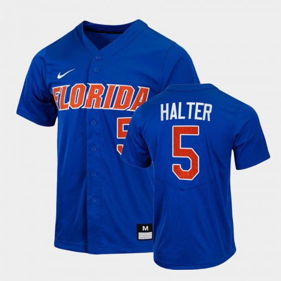 #5 Colby Halter College Baseball Florida Gators 2022 Full-Button Men\'s Royal Jersey 971321-298