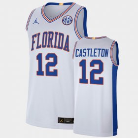 #12 Colin Castleton College Basketball Florida Elite Limited Mens White Jersey 290369-556