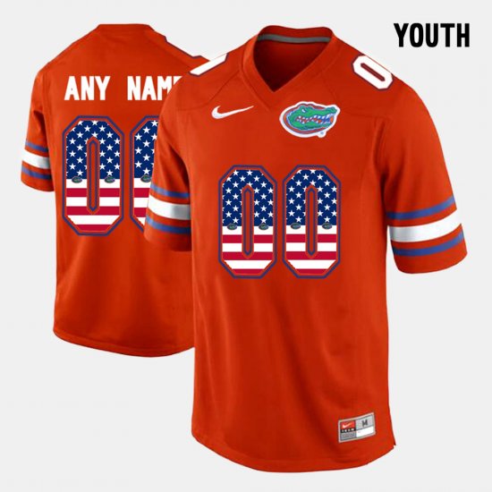 #00 Custom US Flag Fashion UF Youth Orange Jersey 468816-111