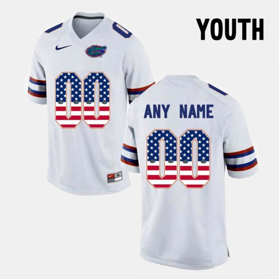 #00 Custom US Flag Fashion Florida Youth White Jersey 121844-255