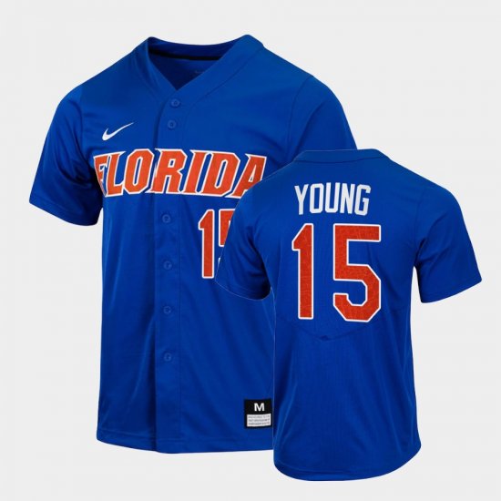 #15 Danny Young College Baseball UF Full-Button Men\'s Royal Jersey 924772-837