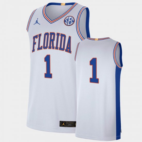 #1 College Basketball Florida Gators Elite Limited Mens White Jersey 525460-818