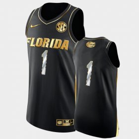 #1 Golden Edition University of Florida Authentic Men Black Jersey 436549-623