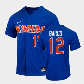 #12 Hunter Barco College Baseball University of Florida 2022 Full-Button Men's Royal Jersey 813183-387