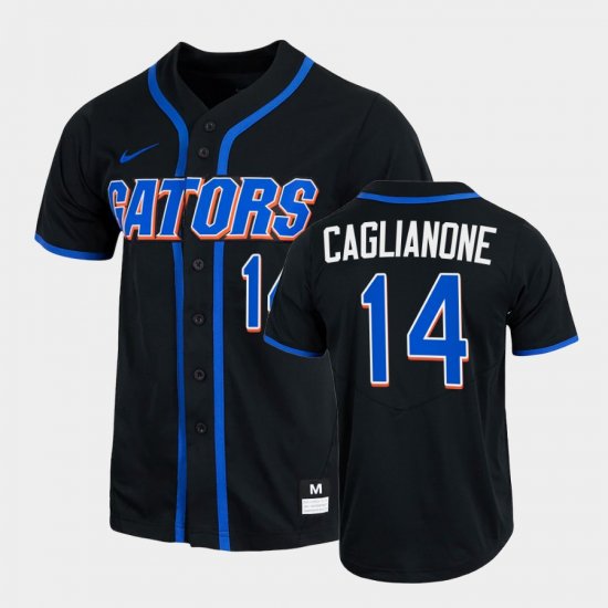 #14 Jac Caglianone College Baseball Florida Gators 2022 Full-Button Men Black Jersey 893296-827