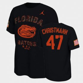 #47 Jace Christmann College Football Florida Veterans Day 2021 America Flag Men Black T-Shirt 425089-306 #47 Jace Christmann College Football Florida Veterans Day 2021 America Flag Men Black T-Shirt 425089-306