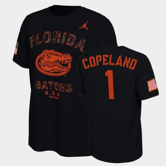 #1 Jacob Copeland College Football Florida Veterans Day 2021 America Flag Men Black T-Shirt 520284-969