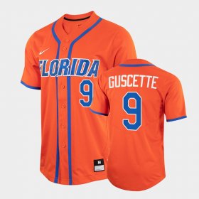 #9 Mac Guscette College Baseball Florida 2022 Full-Button Mens Orange Jersey 560834-818