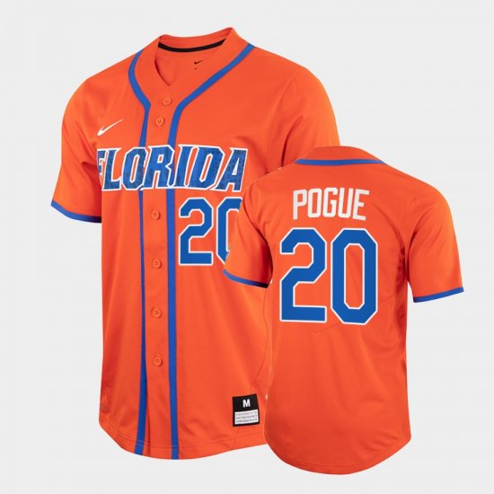 #20 Nick Pogue College Baseball Florida Gators 2022 Full-Button Mens Orange Jersey 924126-607