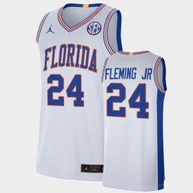 #24 Phlandrous Fleming Jr. College Basketball Florida Gators Elite Limited Men's White Jersey 525580-671