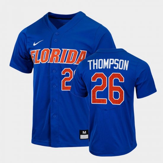 #26 Sterlin Thompson College Baseball Florida 2022 Full-Button Men\'s Royal Jersey 697639-121