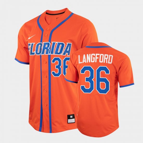 #36 Wyatt Langford College Baseball Florida 2022 Full-Button Men\'s Orange Jersey 805043-314