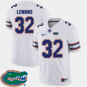 #32 Adarius Lemons College Football University of Florida 2018 SEC Men White Jersey 576801-857