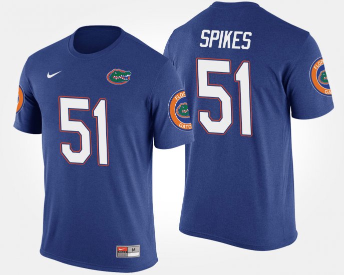 #51 Brandon Spikes Name and Number Florida Gators Men Blue T-Shirt 945926-893