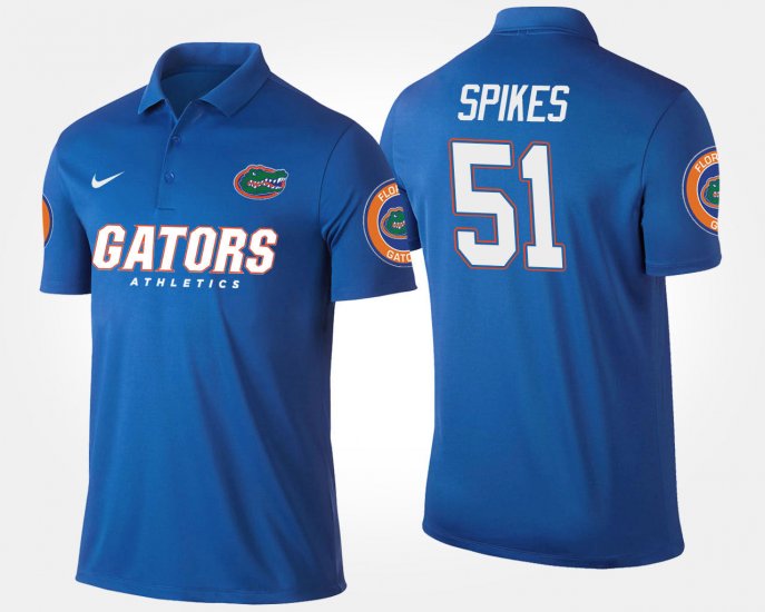 #51 Brandon Spikes Name and Number UF Men\'s Blue Polo 118804-977