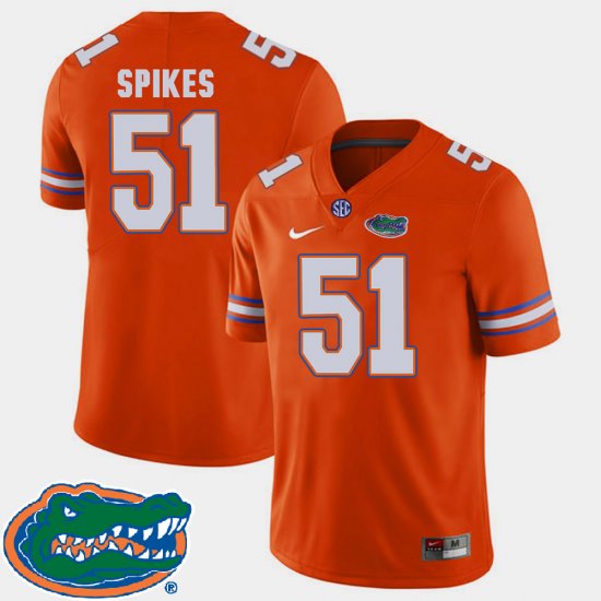 #51 Brandon Spikes College Football UF 2018 SEC Men\'s Orange Jersey 739748-974