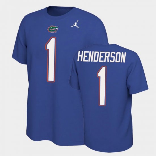 #1 CJ Henderson Name and Number Florida Name & Number Retro Mens Royal T-Shirt 394943-688