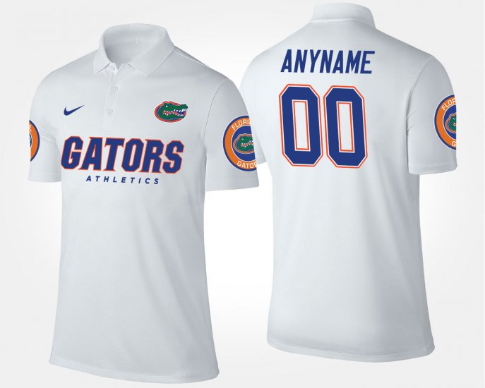 #00 Custom Name and Number Florida Gators Men White Polo 558693-975