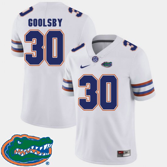 #30 DeAndre Goolsby College Football Florida Gators 2018 SEC Men White Jersey 748403-365