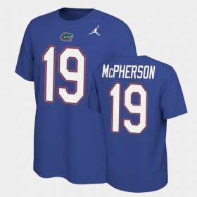 #19 Evan McPherson Name and Number UF Name & Number Retro Mens Royal T-Shirt 788293-853 #19 Evan McPherson Name and Number UF Name & Number Retro Mens Royal T-Shirt 788293-853