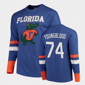 #74 Jack Youngblood Old School UF Football Long Sleeve Men's Royal T-Shirt 503083-540 #74 Jack Youngblood Old School UF Football Long Sleeve Men's Royal T-Shirt 503083-540