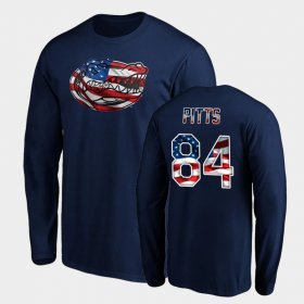 #84 Kyle Pitts Banner Wave UF Long Sleeve Men's Navy T-Shirt 839558-426 #84 Kyle Pitts Banner Wave UF Long Sleeve Men's Navy T-Shirt 839558-426
