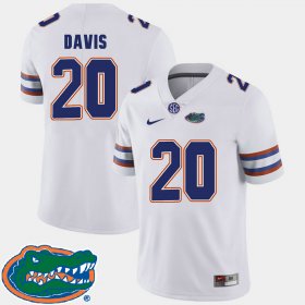 #20 Malik Davis College Football University of Florida 2018 SEC Men's White Jersey 368669-562