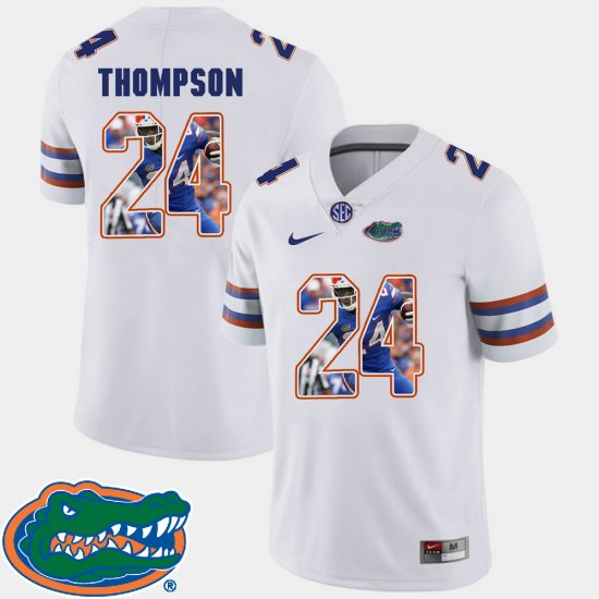 #24 Mark Thompson Pictorial Fashion University of Florida Football Men White Jersey 236905-752