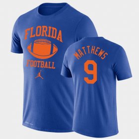 #9 Luke Matthews Retro Football Florida Lockup Legend Performance Men's Royal T-Shirt 328200-594 #9 Luke Matthews Retro Football Florida Lockup Legend Performance Men's Royal T-Shirt 328200-594