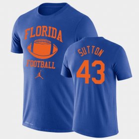 #43 Nicolas Sutton Retro Football University of Florida Lockup Legend Performance Men's Royal T-Shirt 880951-439 #43 Nicolas Sutton Retro Football University of Florida Lockup Legend Performance Men's Royal T-Shirt 880951-439