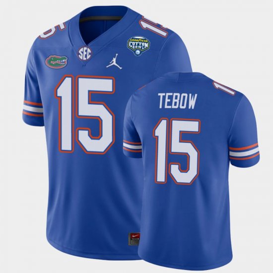 #15 Tim Tebow 2020 Cotton Bowl Florida Gators Game Men\'s Royal Jersey 725298-986