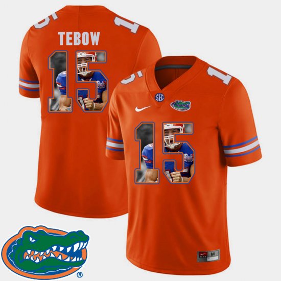 #15 Tim Tebow Pictorial Fashion Florida Football Men\'s Orange Jersey 172373-372