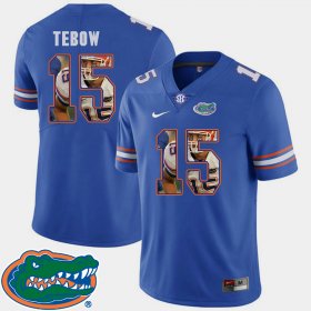 #15 Tim Tebow Pictorial Fashion UF Football Men's Royal Jersey 224570-911