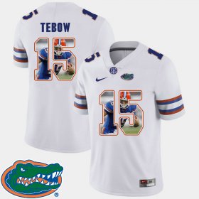 #15 Tim Tebow Pictorial Fashion Florida Football Mens White Jersey 236981-168