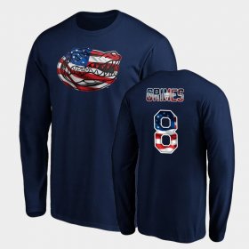 #8 Trevon Grimes Banner Wave UF Long Sleeve Men's Navy T-Shirt 153145-579 #8 Trevon Grimes Banner Wave UF Long Sleeve Men's Navy T-Shirt 153145-579