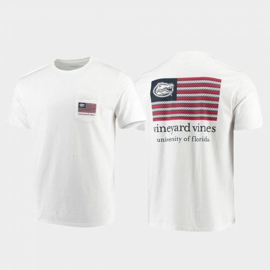 Americana Flag Florida Vineyard Vines Men White T-Shirt 508447-281