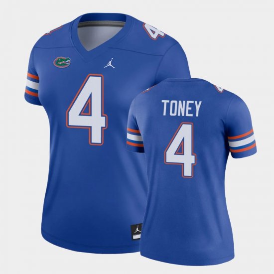 #4 Kadarius Toney College Football Florida Gators Legend Womens Royal Jersey 677678-468