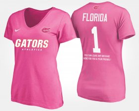 #1 Name and Number University of Florida No.1 Short Sleeve With Message Womens Pink T-Shirt 398723-921 #1 Name and Number University of Florida No.1 Short Sleeve With Message Womens Pink T-Shirt 398723-921